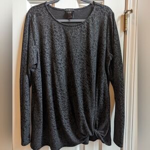 Max & Mia Black And Gray Leopard Print Long Sleeve Top